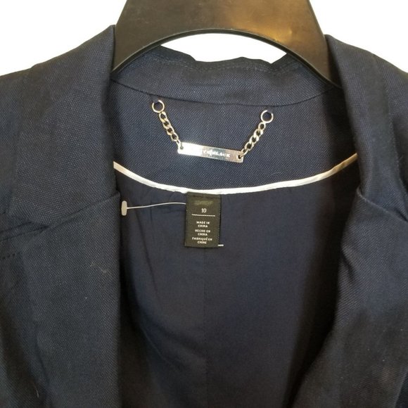 White House Black Market Womens 10 Blue Linen Blen - Picture 2 of 8